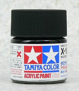 TAMIYA 壓克力系水性漆 10ml半光澤黑色 X-1